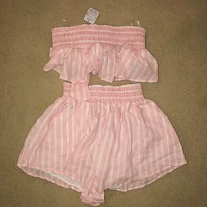 Free People pink shorts and bandeau set